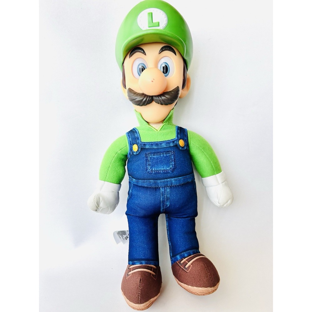 Super Mario Bros. Movie Luigi Plush Stuffed Doll Vinyl Face‎ Jakks 15" 2023